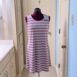 Pink striped dress with back keyhole detailing